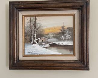 Winter Landscape Painting by B. Wilder