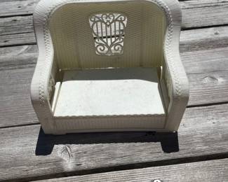 Vintage 1983 Mattel Barbie Dream Furniture White Faux Wicker Chair