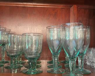 Vintage Libbey Chivalry Green Wine Glasses