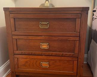 Young Hinkle Oak Nightstand with Three Drawers