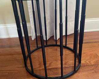 Round Wood Top Metal Spindle Base Side Table