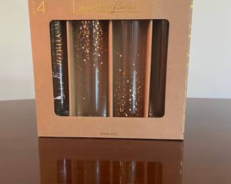 Stemless Flutes Set of 4 with Gold and Rose Gold Confetti