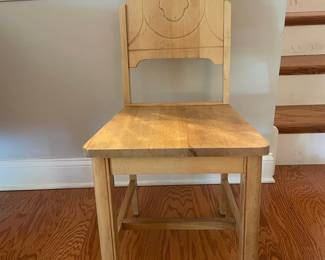 Light Wood Dining Chair with Carved Back Panel