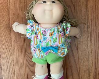 Vintage Cabbage Patch Kid Doll with Pink Shoes and Floral Outfit