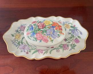 Minton Haddon Hall Floral Decorative Trinket Box and Tray