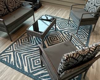 Wicker Patio Furniture Set with Cushions and Coffee Table