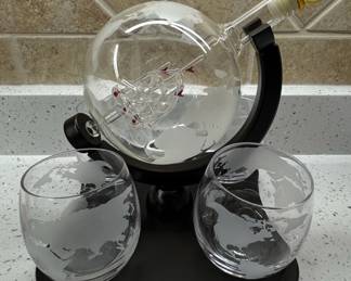 Globe Decanter Set with Two Glasses