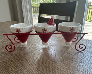 Christmas Santa Hat Trio Serving Dish Set