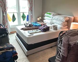Queen Size Bed Frame with Ashley Chime Hybrid Mattress