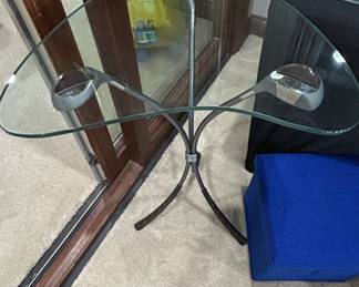 Golf Club Base Glass Top Side Table