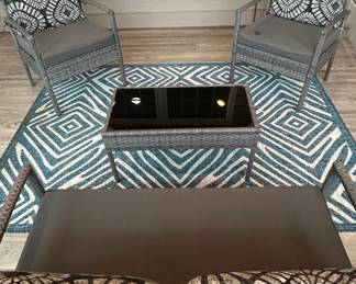 Wicker Outdoor Furniture Set with Geometric Pattern Cushions