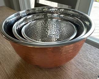 Hammered Copper and Stainless Steel Mixing Bowl Set
