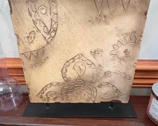 Carved Stone Plaque with Floral and Geometric Motifs