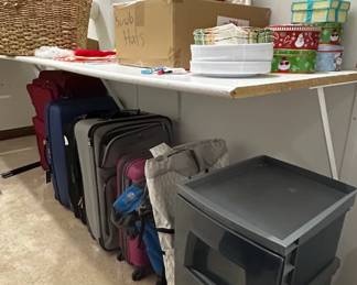 Assorted Luggage and Storage Bins