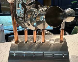 Stainless Steel and Copper Bar Tool Set with Stand