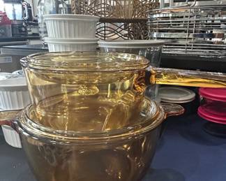 Pyrex Amber Visions Glass Casserole Dishes