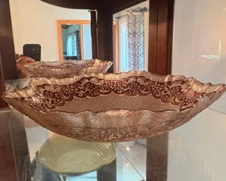 Large Ceramic Serving Bowl and VIETRI Rufolo Glass Serving Bowl third image