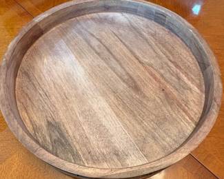 Farmhouse Style Wooden Lazy Susan with Ceramic Dish second image