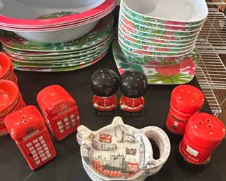 London Themed Ceramic Tableware and Salt and Pepper Shakers