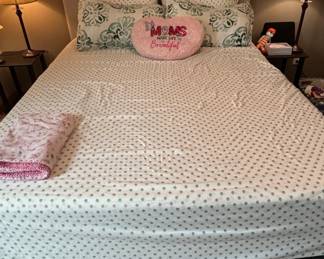 Betsey Johnson Polka Dot Sheet Set with Decorative Pillows and Throw Blanket
