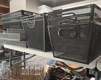 Mesh Storage Baskets and Wicker Organizer Set