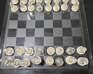 Glass Chess Set with Board