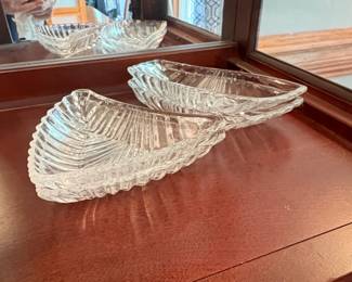 Vintage Crystal Glass Banana Split or Relish Dishes Set of
