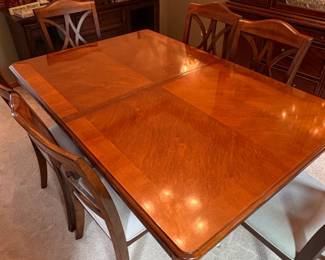 Traditional Cherry Wood Dining Set with China Cabinet second image