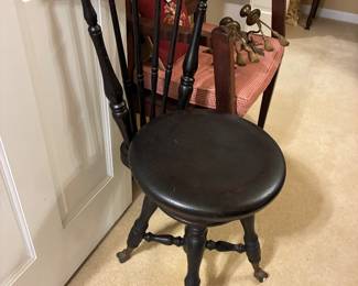 Antique Glass Ball Piano Stool