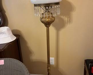 Brass Floor Lamp with Hand Painted Shade