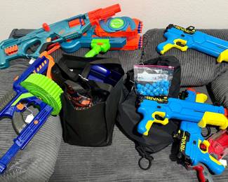 Collection of Nerf guns, targets, etc.