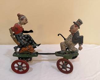 Antique Maggie and Jiggs Einfalt Platform Tin Litho Balance Toy