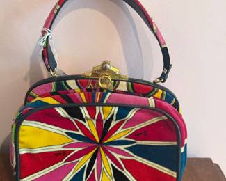 Vintage Emilio Pucci "Stained Glass" Velvet Top Handle Bag in Excellent Condition