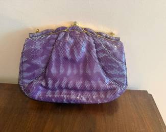 Vintage JUdith Leiber Purple Snake Skin Clutch or Purse (does have wear)