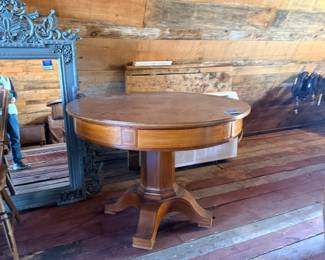 Vintage Wooden Pedestal Dining Table