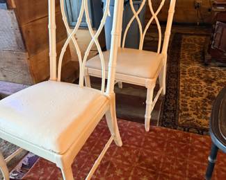 Chippendale-style faux bamboo side chairs