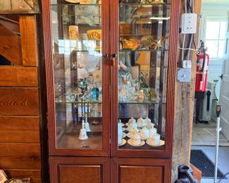 Wood and glass curio cabinet