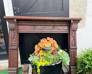 Victorian wooden fireplace mantel surround