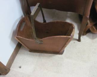 Vintage Iron Handle Wooden Rectangular Rice/Grain Bucket