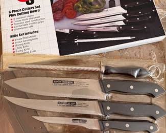 Second photo, two sets of kitchen knives