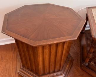 Pair of two octagonal end tables, both open for storage