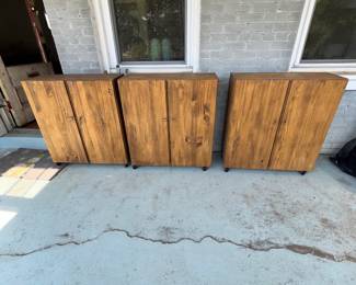 3 rolling storage units with shelves 
