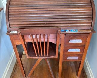 Kids Roll top desk with chair. 