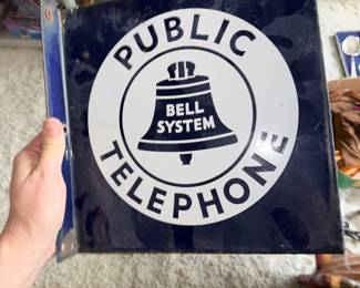 Enamel Public Telephone Sign 