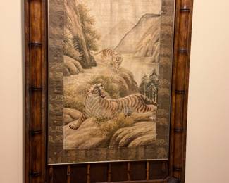 This is a LARGE Japanese Silk Textile in modern frame 