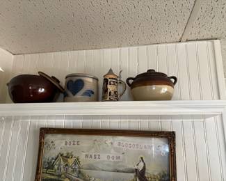 . . . stoneware bean pots and a crock