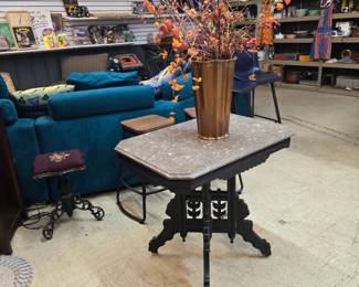 Vintage Eastlake Table with Removable Granite Top 