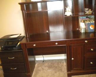 Computer desk and 2 drawer side storage