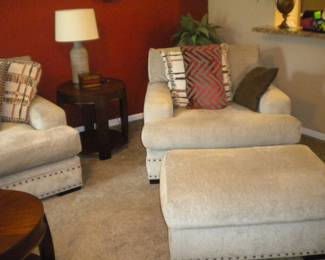 Matching extra size chair and ottoman