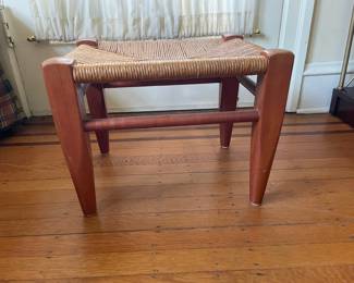 Vintage Ladder Back Rocking Chair with Footstool